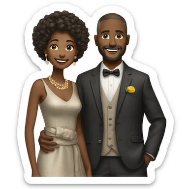 happy couple in stylish attire sticker