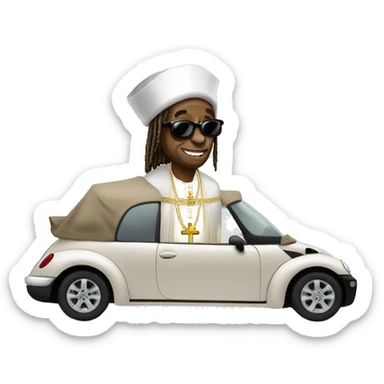 lil wayne in a pope mobile bugattie sticker