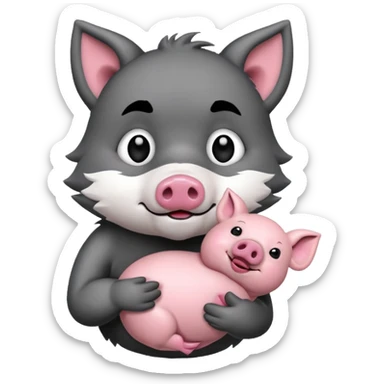 Wolf cartoon wholding animal for eating  sticker