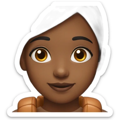 black girl, brown eyes, short black hair eating a kinder bueno sticker
