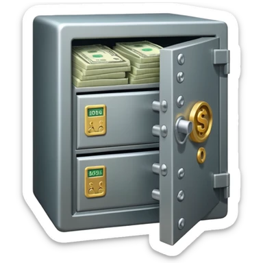 unlocked bank vault full of cash sticker