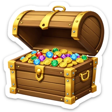 Treasure Chest GOLD COINS, jewels, gems,  sticker