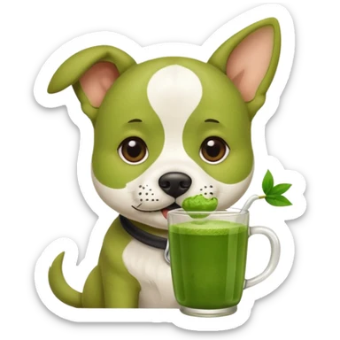 dog drinking matcha like actually holding it make itncute sticker