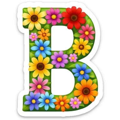 thick prominent number 7 made up almost entirely of assorted bright flowers sticker