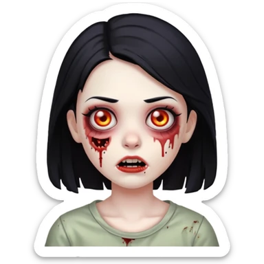 zombie girl with black hair sticker
