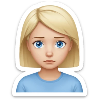 a girl blue eyes short blonde hair looking bored sticker