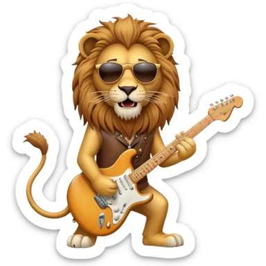 lion playing a stratocaster sticker