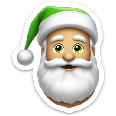 cheerful Santa Claus with a green hat sticker