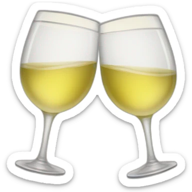 two glasses with white wine toasting sticker