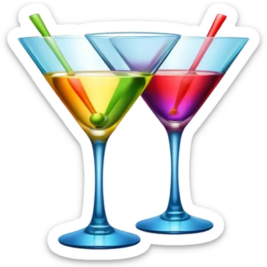 Colorful martini glasses toasting sticker