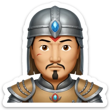 portrait of Genghis Khan in armor sticker