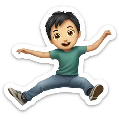 drawing asian jumping child  sticker