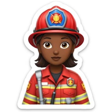 firefighter woman dark skin sticker