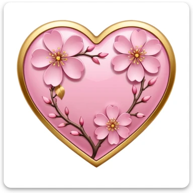 heart with sakura and gold leaf sticker
