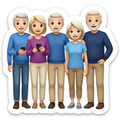 A large crowd of adults and seniors in casual clothing at an afterwork meeting sticker