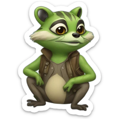 raccoon man frog sticker