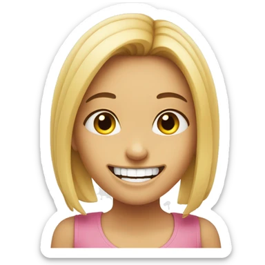 smiling girl which put her index nail between her teeth sticker