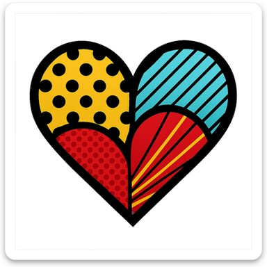 heart with a bold pop art pattern sticker