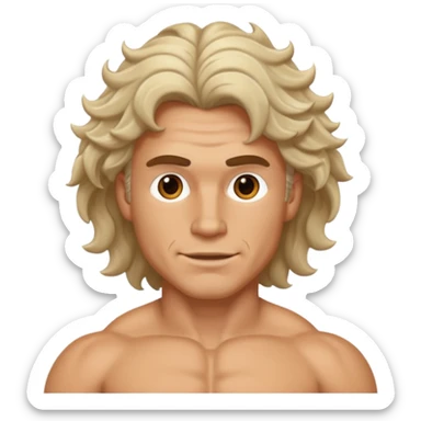 muscular white man with wavy hair sticker