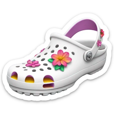 White Crocs with flowers sticker