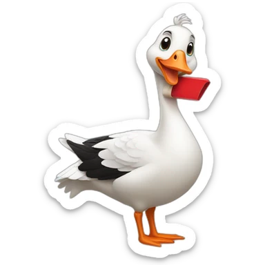 fancy goose holding a red pencil sticker