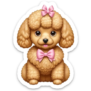 Apricot poodle with a bow sticker