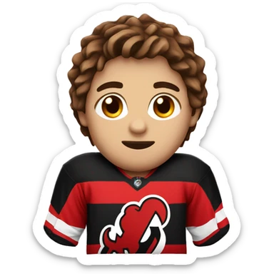 brown hair hockey player with devils jersey sticker