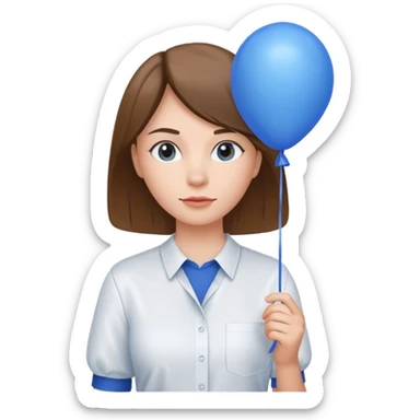 Woman with blue balloon, white shirt sticker