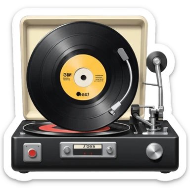 a record player spinning a 7" single sticker