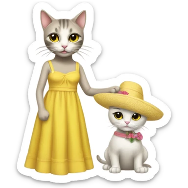Cat in yellow dress with margarita in hand  sticker