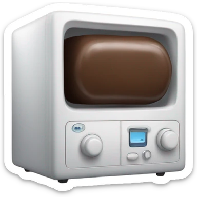 Microwave with a cylindrical chocolate bar inside sticker