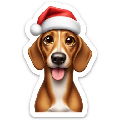 Weiner dog in Santa hat sticker