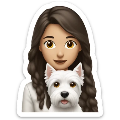 Brunette girl with westie sticker