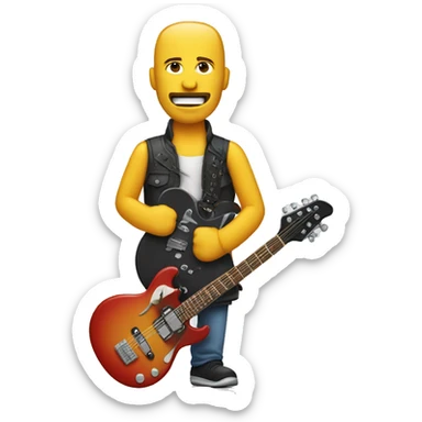 High Man with bage and electric guitar sticker