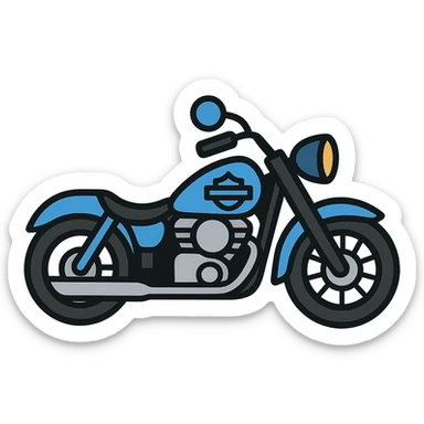 Harley-Davidson classic motorcycle, Emoji style, blue sticker