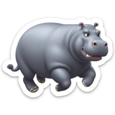 fat hippo as  human soccer player running and kicking sticker