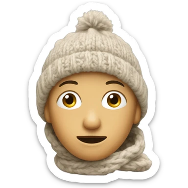 Lost in thought, wearing a knitted hat sticker