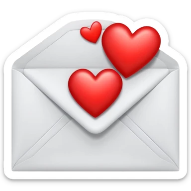 an envelope with one bright red and glossy heart coming out of it sticker