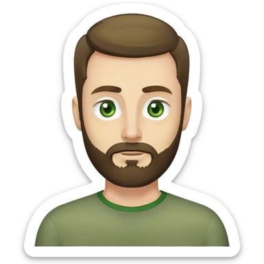 Thin white guy with beard and widows peak and green eyes and large pointy nose in olive green long sleeve  sticker