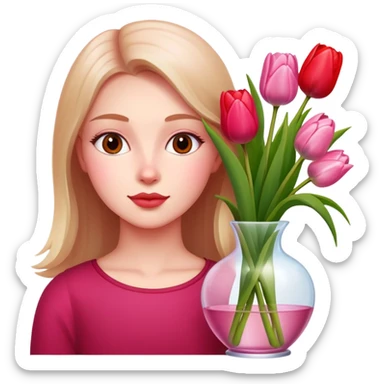 Girl with tulips  sticker