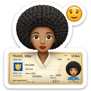Nigeria, travel visa, with black woman, afro hair, photo on it. sticker
