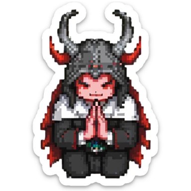 devil making prayer hands sticker