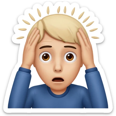 A shocked person his hand on his head in shock sticker