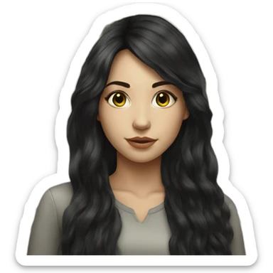 hyperrealist caucasian girl black long hair money sticker