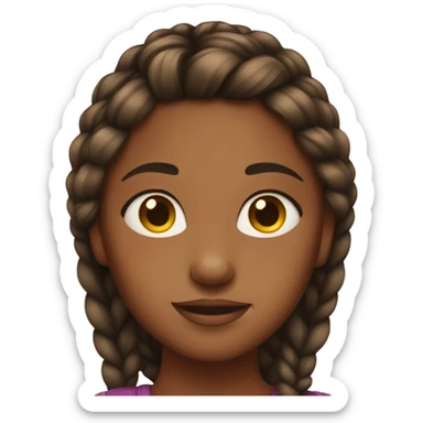 Dark Brown skin girl with braids sticker