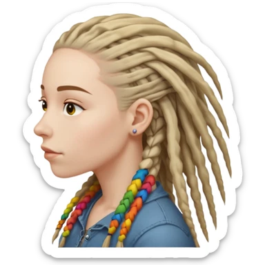 white woman with dreadlocks side view sticker