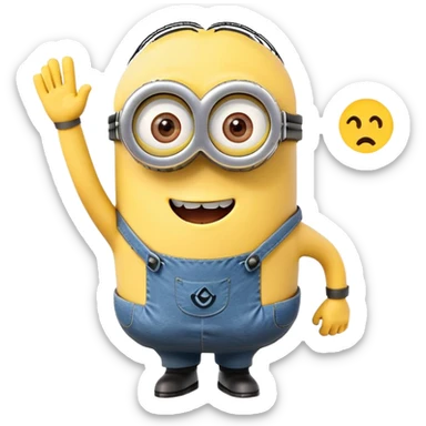 Minion character waving sticker