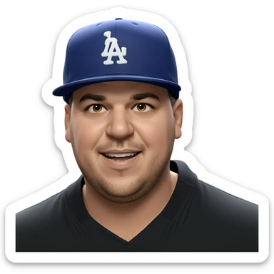 smiling man in baseball cap sticker