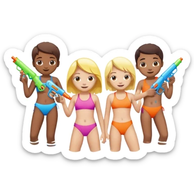 children playing with water guns sticker