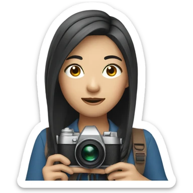 asian girl with video camera sticker